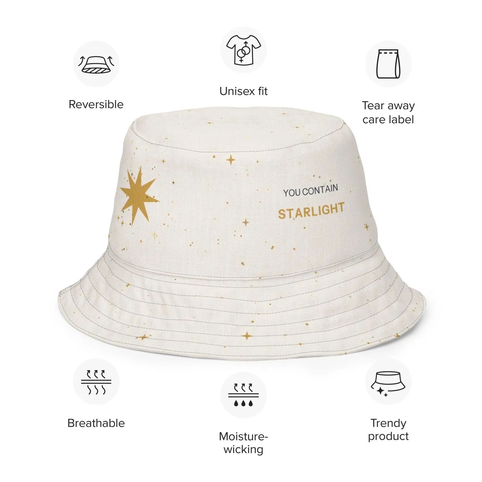 The starlight stardust reversible bucket hat with details