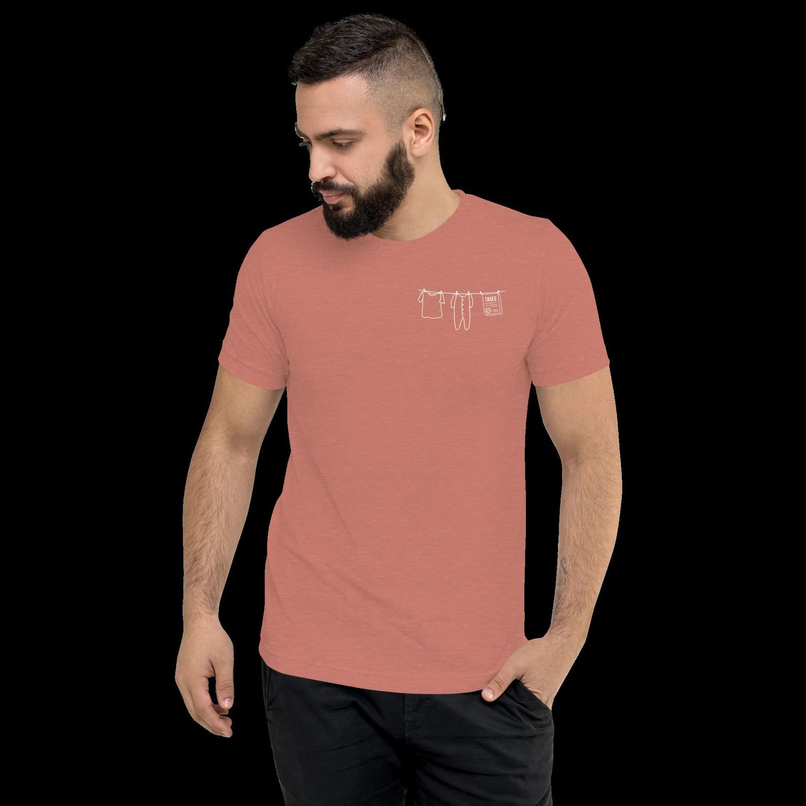 Laundry and taxes t-shirt model in red