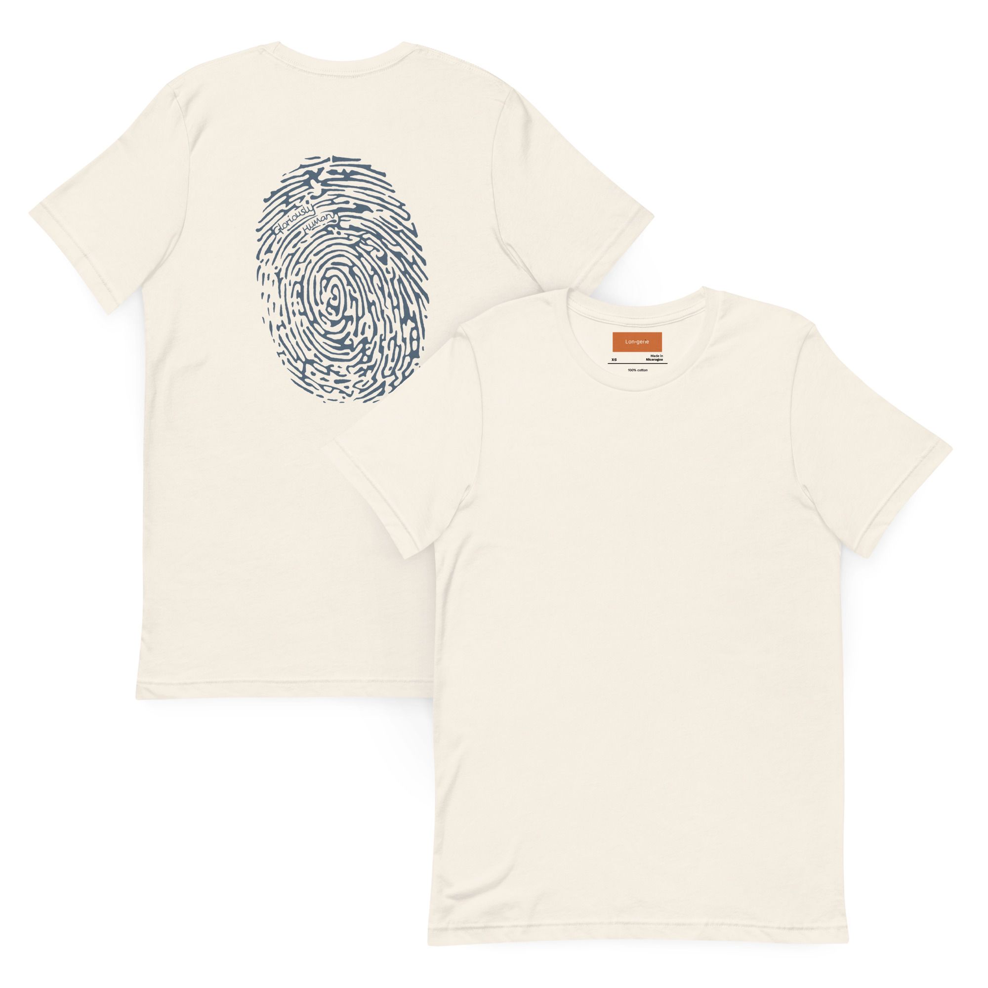 Front and back vintage white gloriously human T-shirt